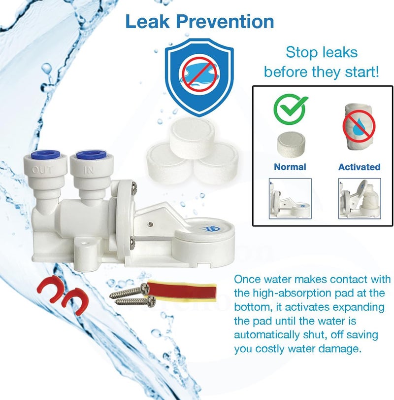 Filtration Warehouse 1/4", 3/8", or High Flow Leak Stop Valve, Automatic Water Shut Off Valve, Leak Detector, Leak Protection for Reverse Osmosis to Full Flow Under Sink Water Filters (1/4" 1-Pack) - Image 2
